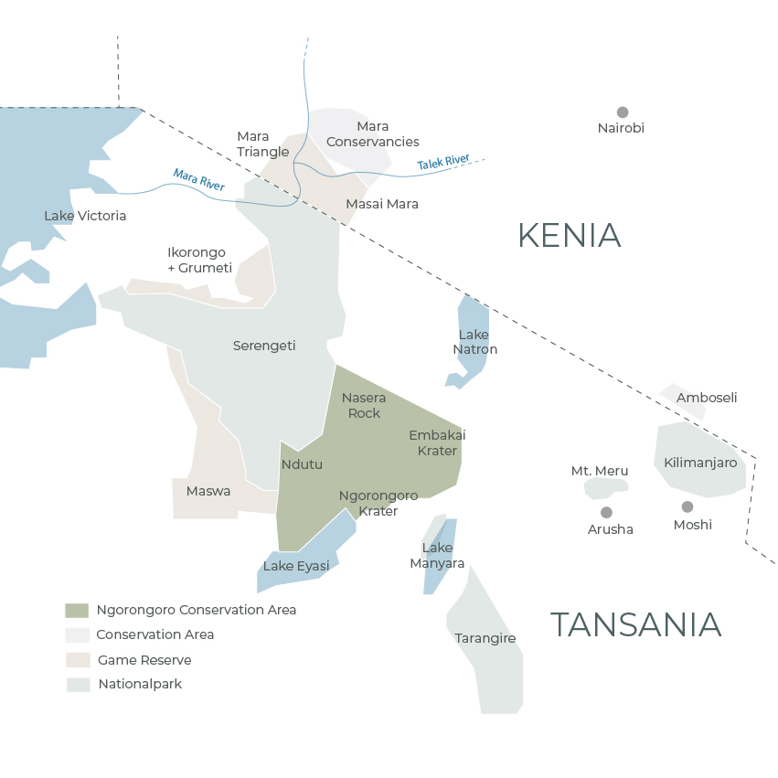 Landkarte-Regionen-Ngorongoro-Globetrotter-Select
