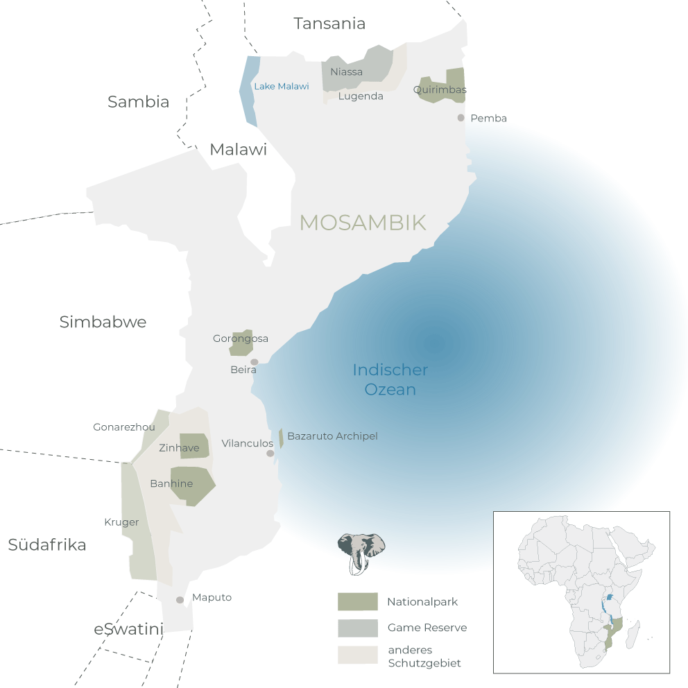 Mosambik Landkarte Nationalparks Globetrotter Select