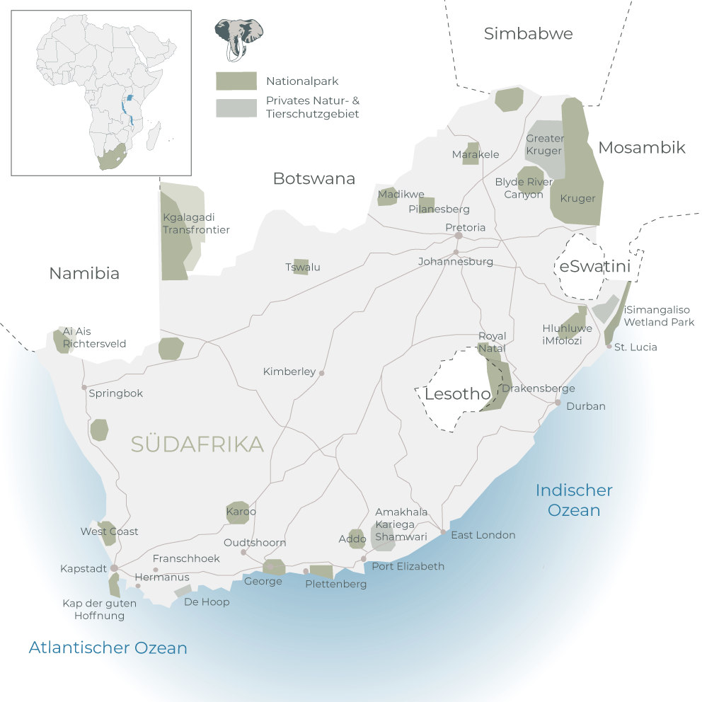 Suedafrika Landkarte Nationalparks Globetrotter Select