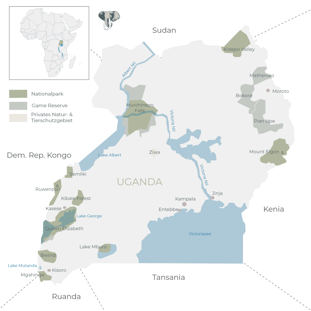 Uganda Landkarte Nationalparks Globetrotter Select